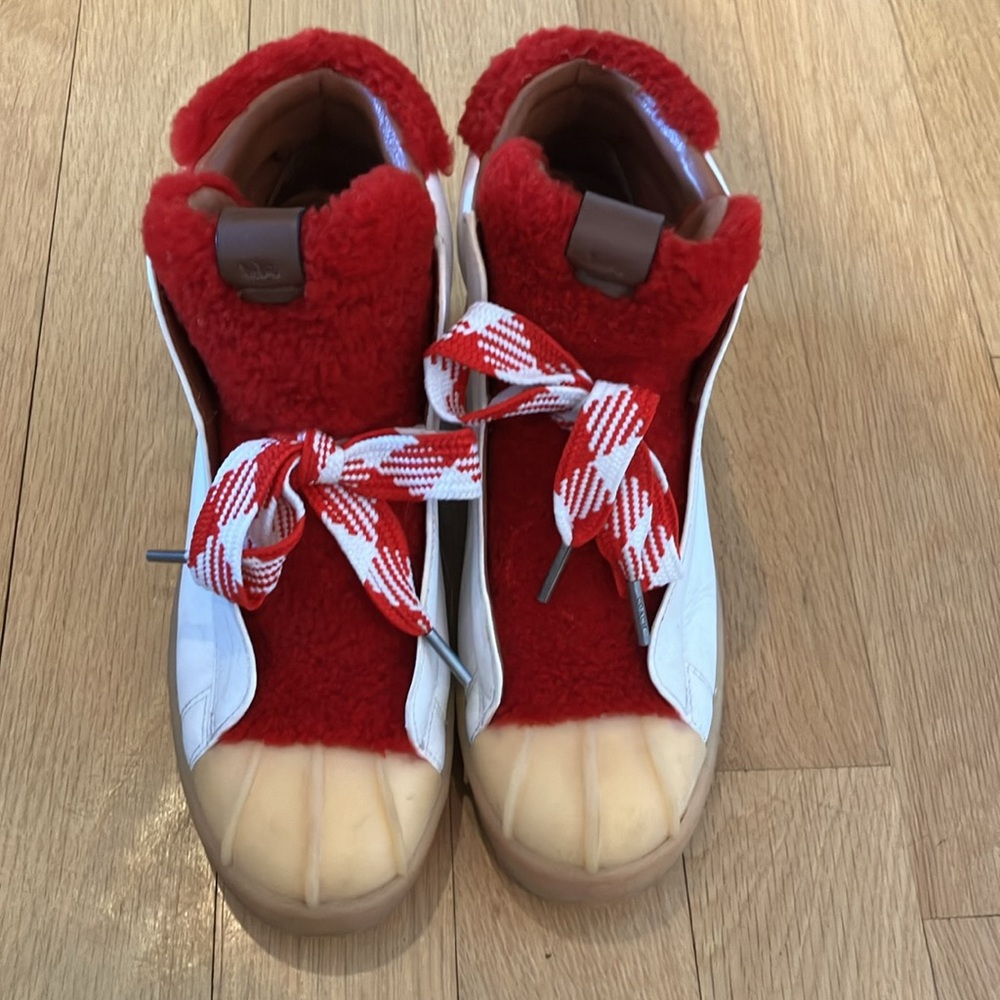 Coach 1941 White and Red Hiker Boot